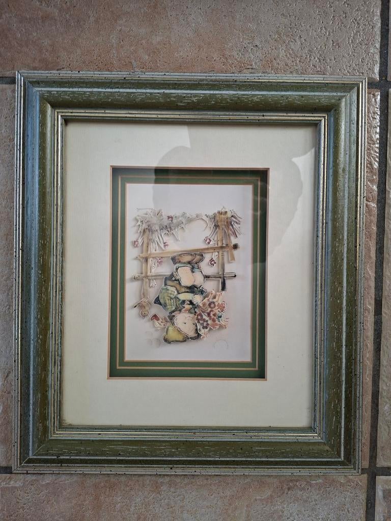3D schilderijtje met Hummel afbeelding, Minder dan 50 cm, Ophalen of Verzenden, Zo goed als nieuw, Schilderij