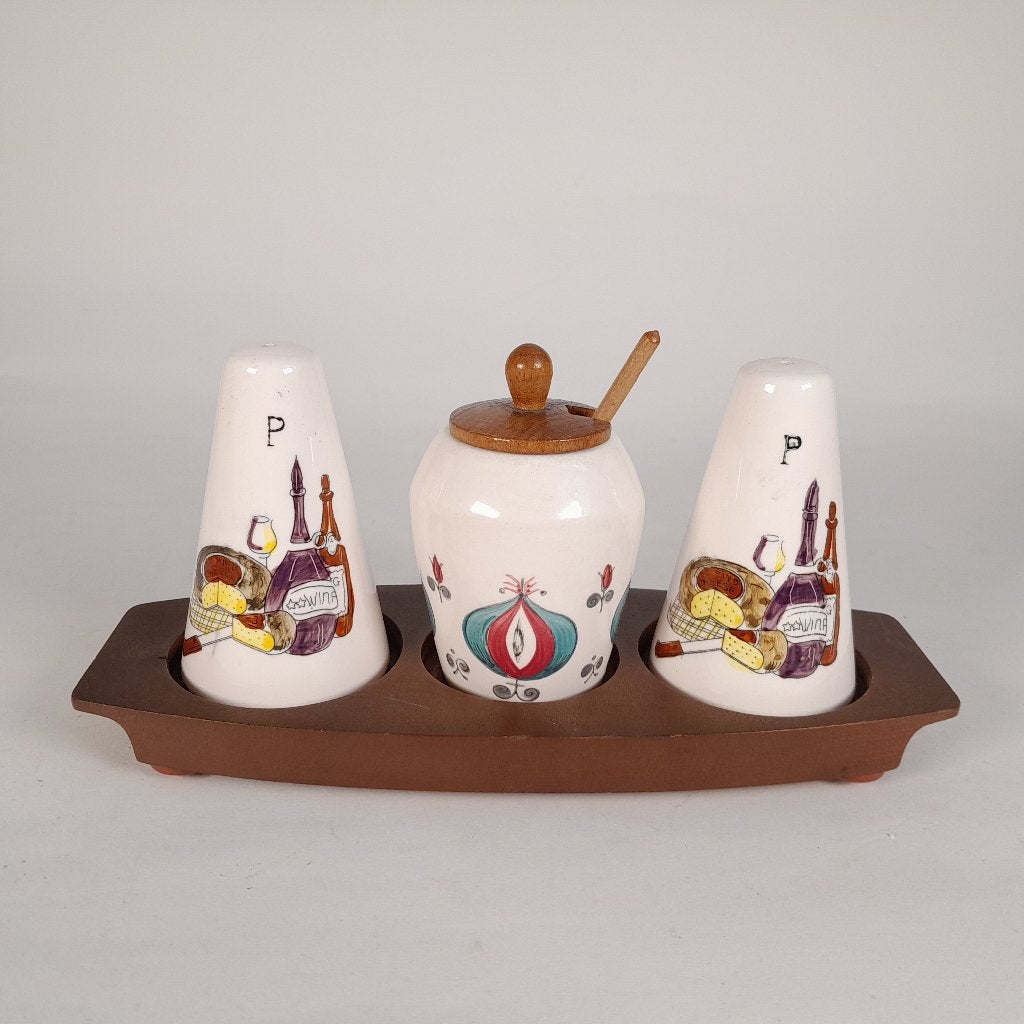 Vintage Mid Century kruidenset peper & mosterd - 50's 60's, Antiek en Kunst, Ophalen of Verzenden
