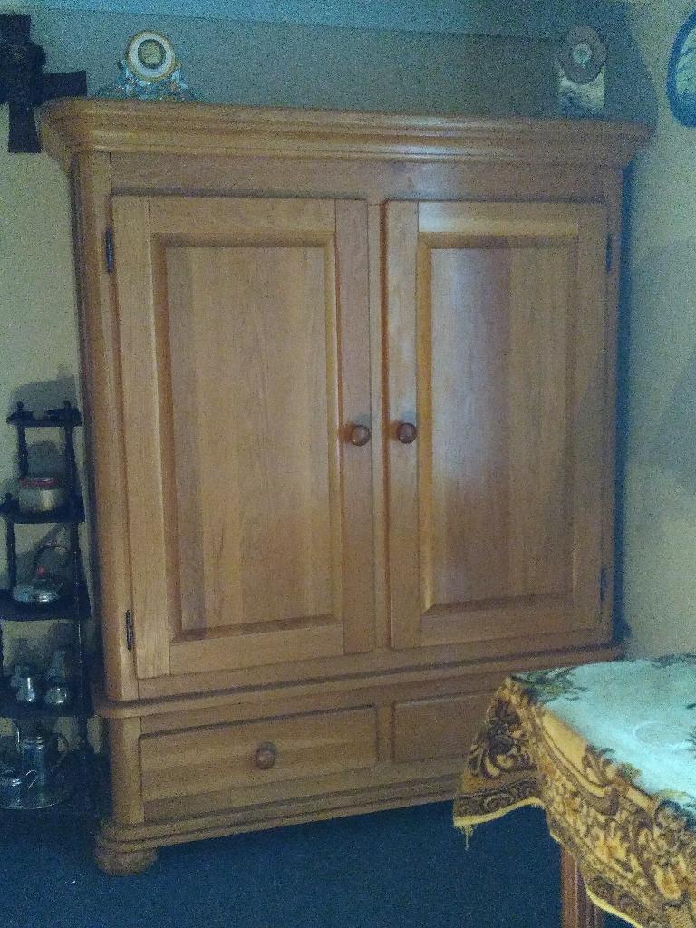BUFFETKAST, massief eikenhout, 196 cm hoog en 155 cm breed, Huis en Inrichting, Kasten | Buffetkasten, Ophalen, Met deur(en), 150 tot 200 cm