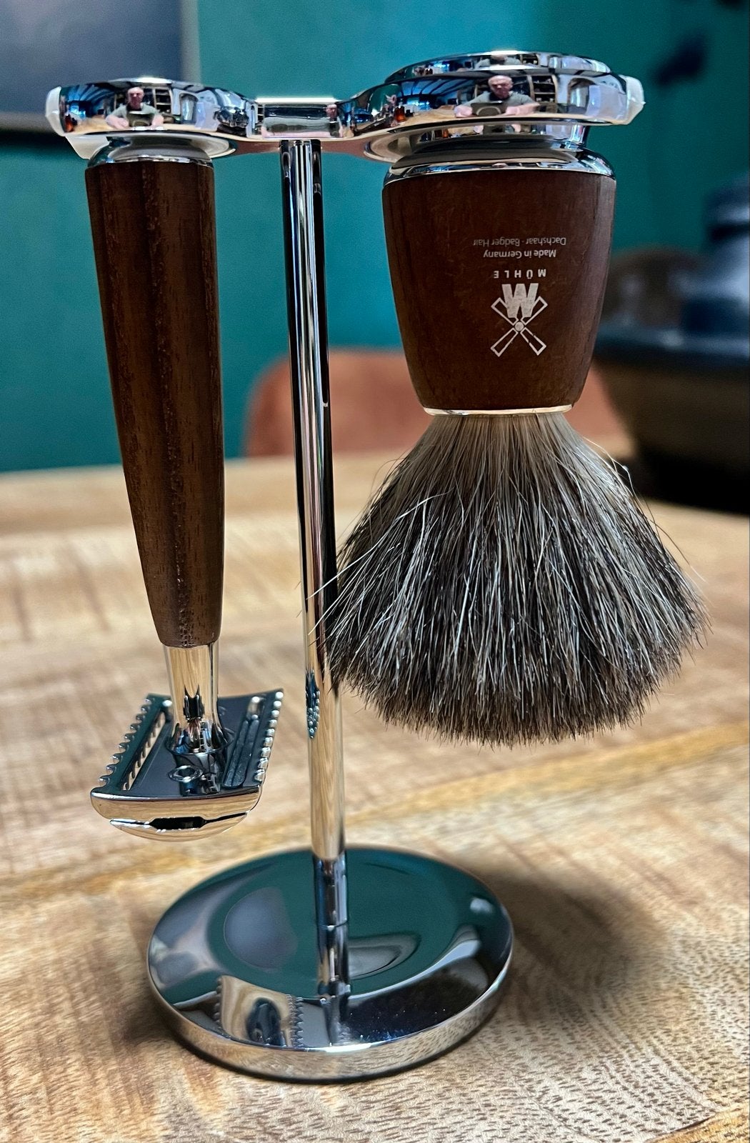Muhle Rytmo Scheerset Essenhout - Nieuw & Luxe, Ophalen of Verzenden, Nieuw, Overige typen