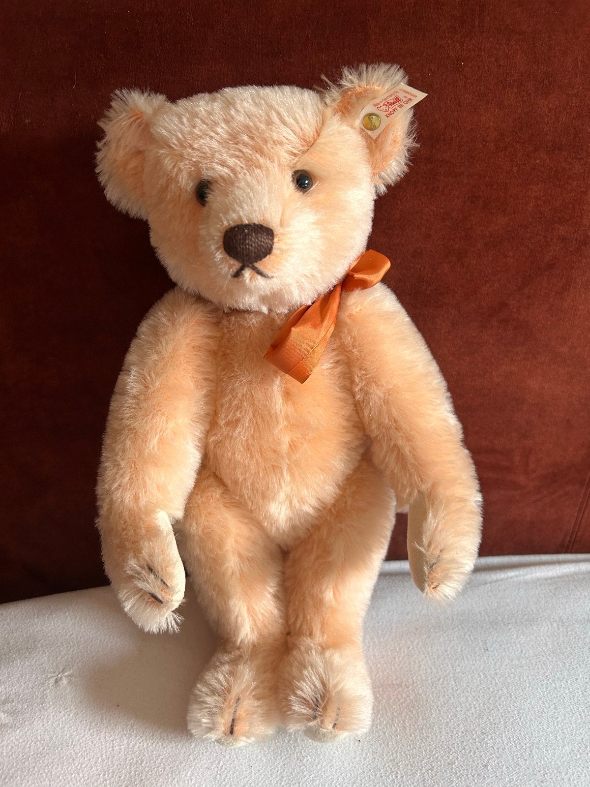 Steiff Holland Exclusiv Teddybeer Oranje 40cm met doos en ce, Ophalen of Verzenden, Zo goed als nieuw