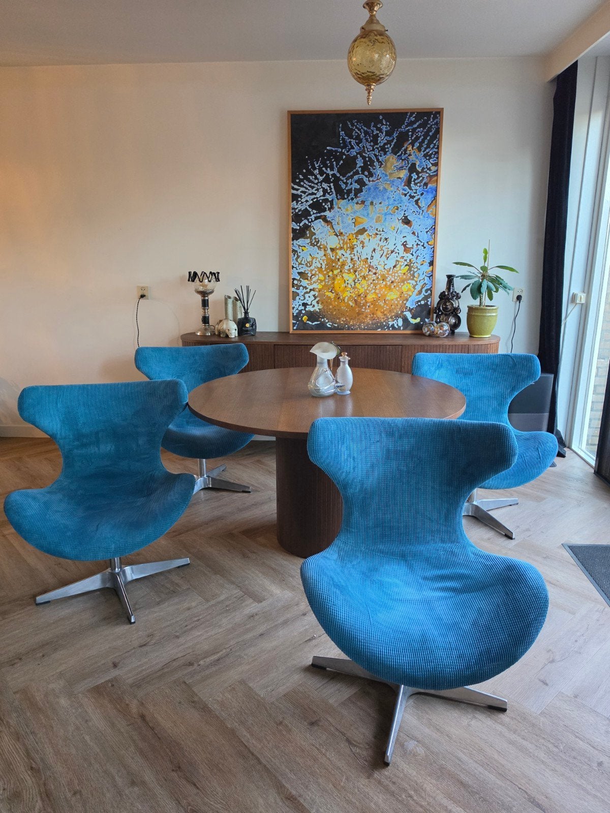 vintage spaceage draaistoelen 4x midcentury fauteuils design, Blauw, Spaceage vintage, Ophalen of Verzenden, Zo goed als nieuw