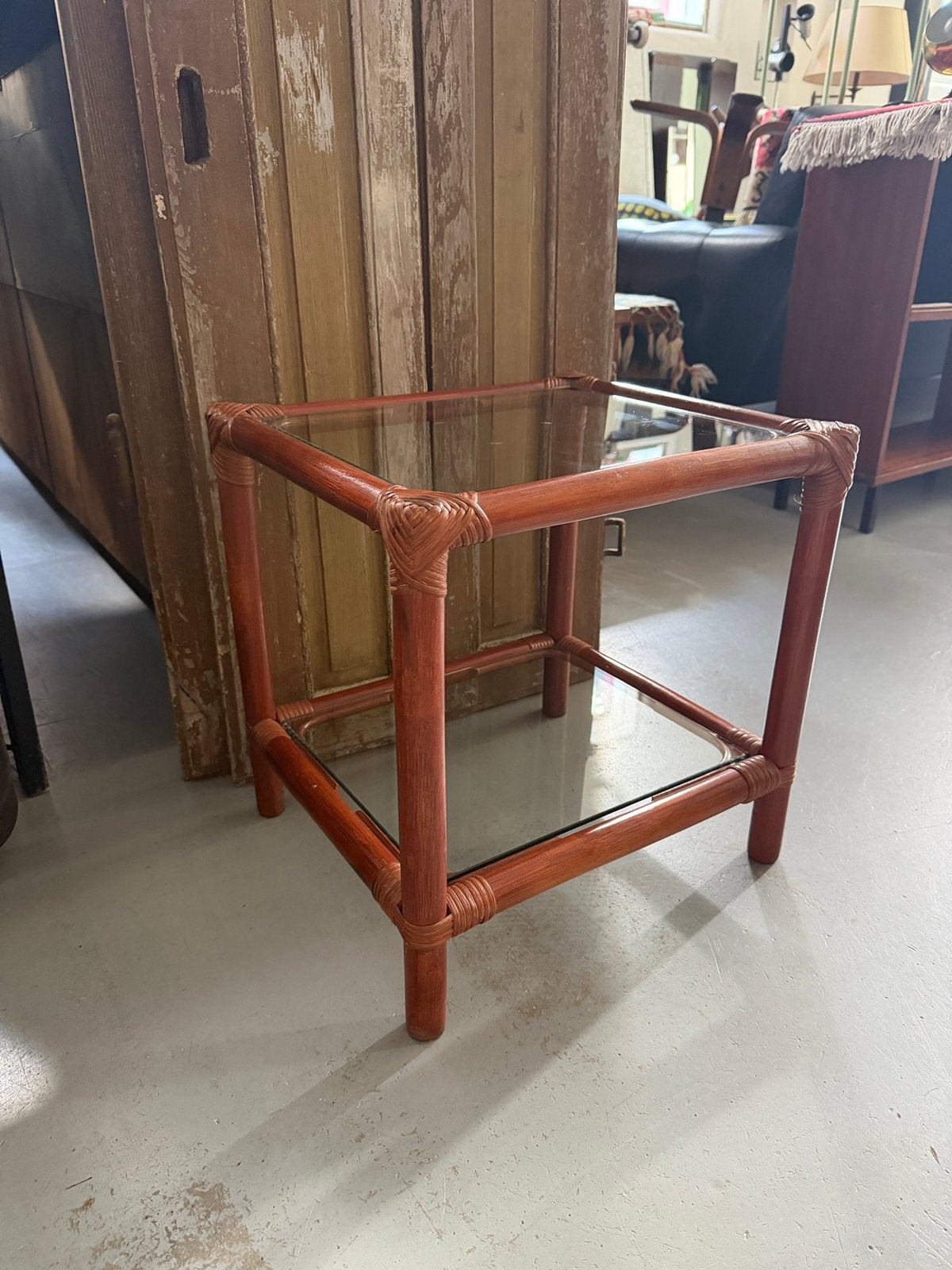 Bamboe bijzettafel Frankrijk, vintage etagere, Ophalen