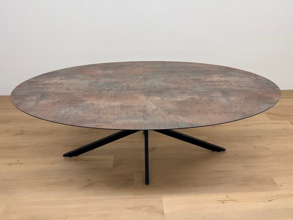 Ovale eettafel HPL Roest 200x100 - Direct Leverbaar, 100 tot 150 cm, 200 cm of meer, Ophalen of Verzenden, Zo goed als nieuw