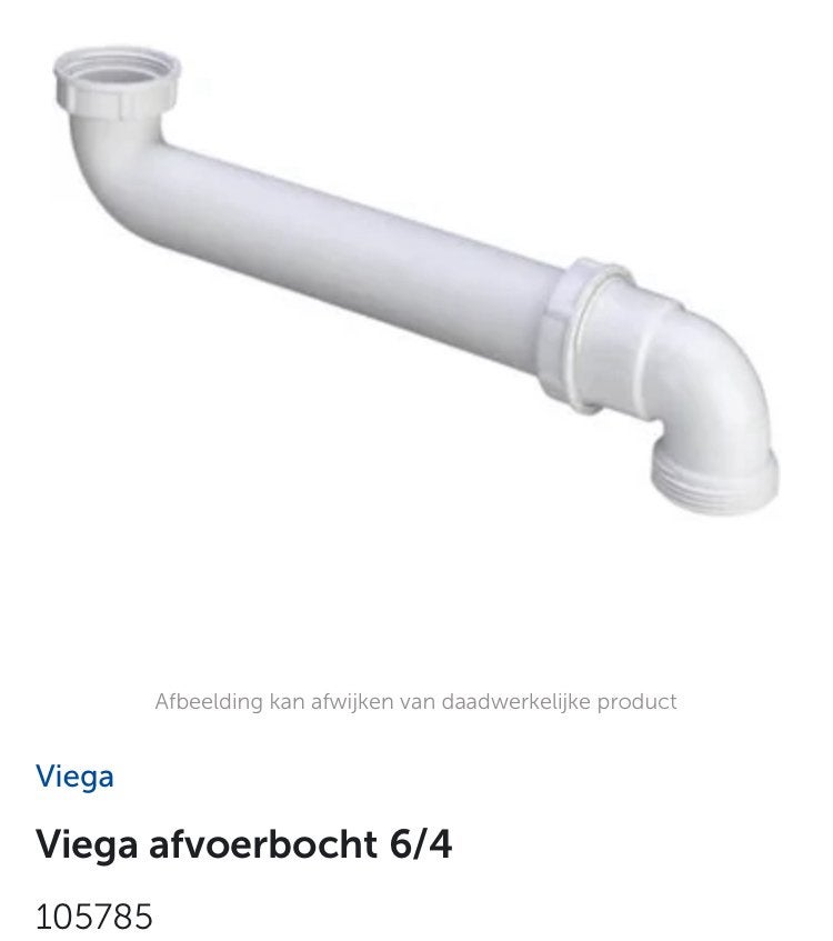 Viega Afvoerbocht 6/4 voor Spoelbakken Nieuw in verpakking, Afvoer, Pvc, Nieuw, Minder dan 2 meter