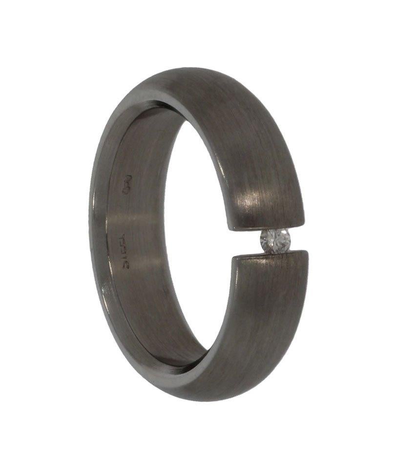 Diamant solitair briljant titanium ring heren dames fraai, Sieraden, Tassen en Uiterlijk, Ringen, Zo goed als nieuw, Dame of Heer