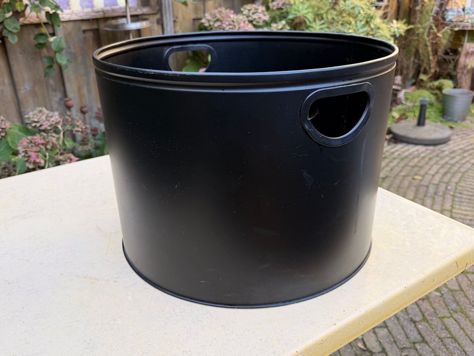 Aduro stalen mand/ton voor haardhout, Ophalen, Gebruikt, Vrijstaande haard, Houthaard
