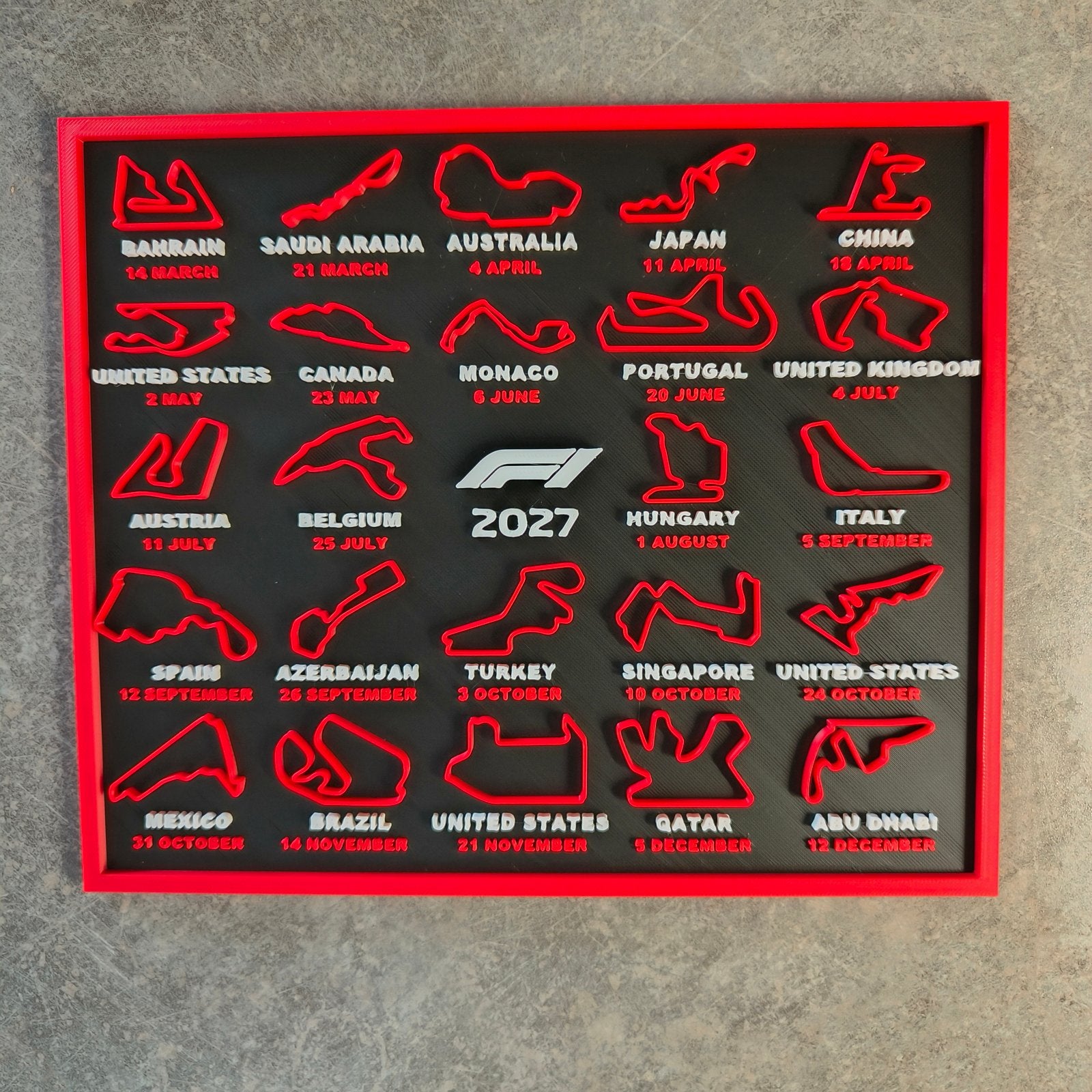 Formule 1 Circuit kalender 2027 - 3D Geprint, Ophalen of Verzenden, Nieuw, Formule 1