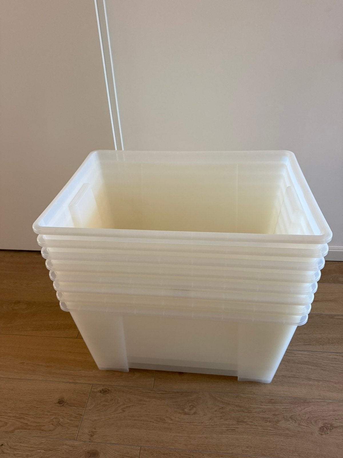 IKEA SAMLA opbergbak transparant 130 liter (8 stuks), Ophalen, Gebruikt, 40 tot 60 cm, Bak of Kist