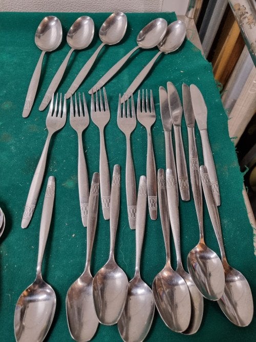 bestek set inoxa vlekvrij 22 delig vintage, Huis en Inrichting, Keuken | Bestek, Ophalen of Verzenden, 'T Olde Gre-j, Info@toldegrej.nl