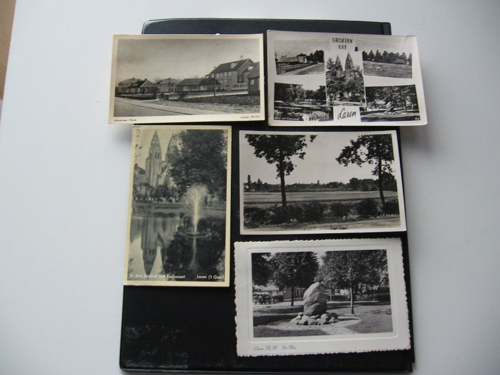 Vijf kaarten (zw/w) van Laren inhet Gooi., Ophalen of Verzenden, 1940 tot 1960, Gelopen, Noord-Holland