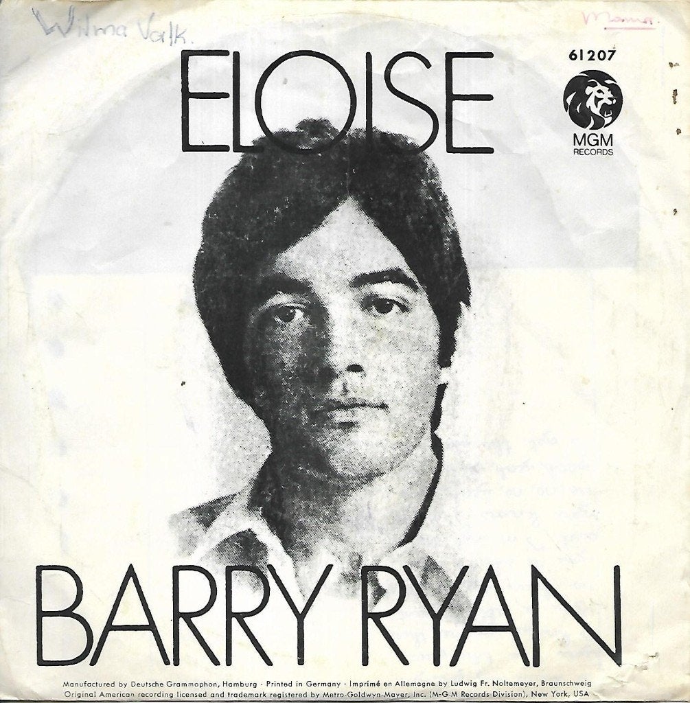 Barry Ryan - Eloise, Cd's en Dvd's, Ophalen of Verzenden, Gebruikt, 7 inch, Pop