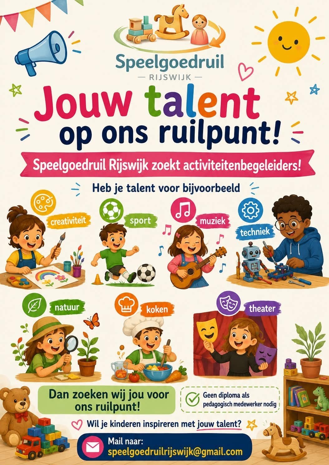 Activiteitenbegeleider gezocht! @Speelgoedruil Rijswijk, Ophalen, Nieuw