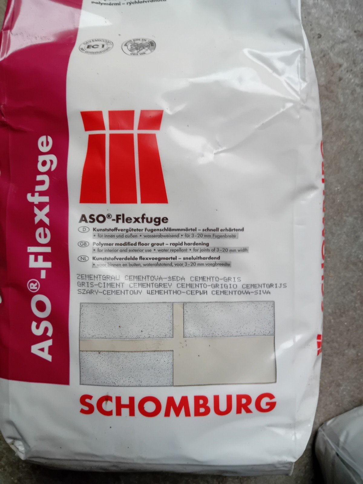 Schomburg ASO-Flexfuge voegmortel - 12 zakken van 5 kg, Ophalen, Overige typen, Nieuw, Minder dan 20 cm