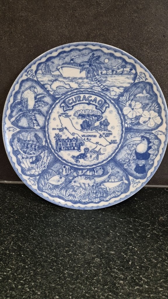 Delfts blauw bord Curacao, American Gift, 24cm. 5A14, Ophalen of Verzenden