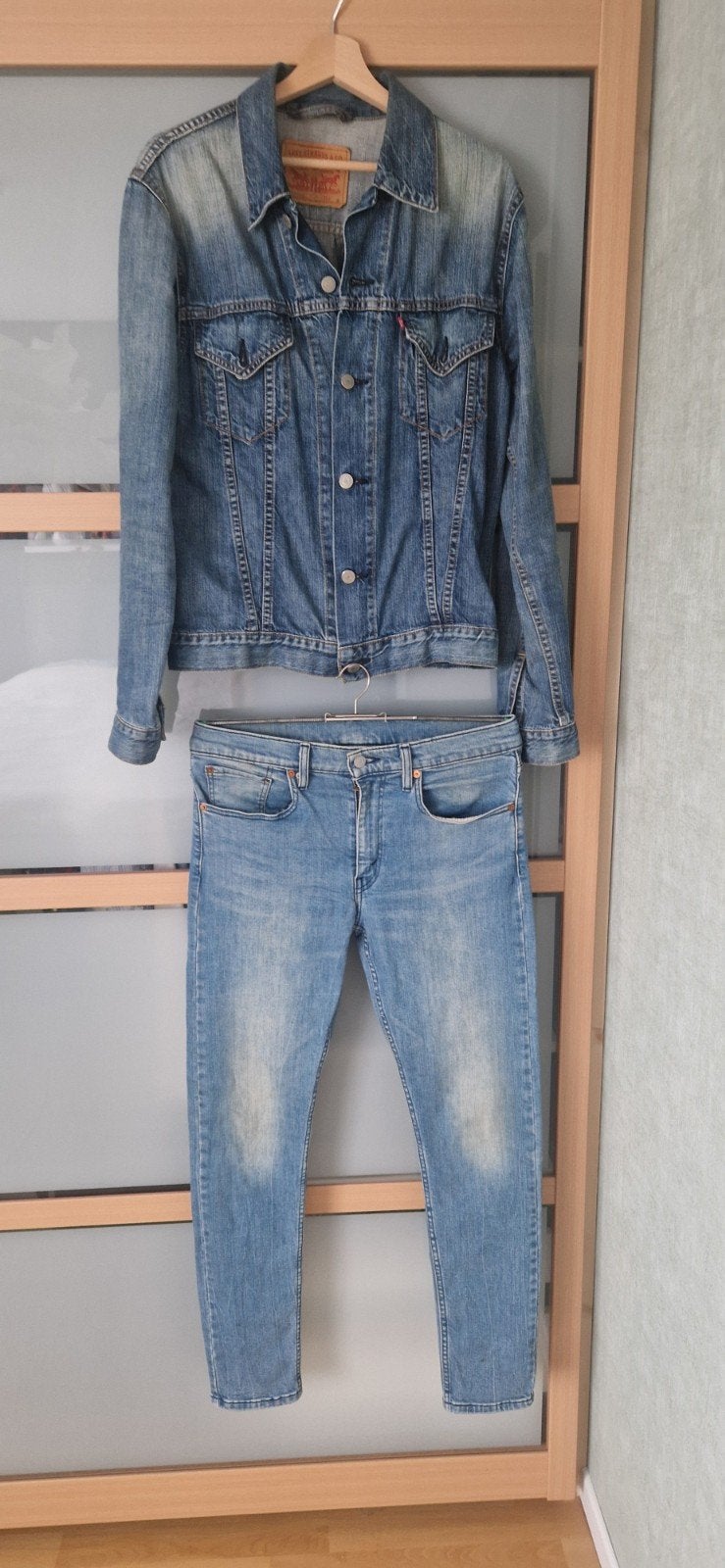 Levi's spijkerbroek en spijkerjack set, Levi's, Blauw, W32 (confectie 46) of kleiner, Ophalen of Verzenden