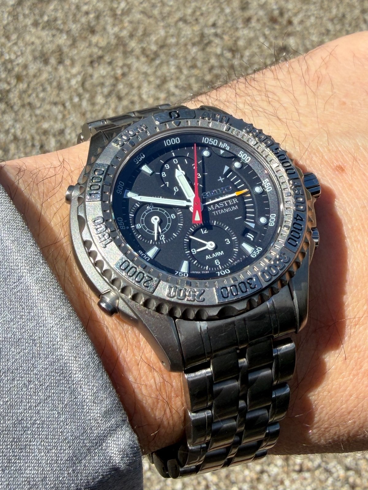 Seiko Landmaster Summitter sbcn003 Titanium Horloge, Gebruikt, Polshorloge, Ophalen of Verzenden, Overige materialen