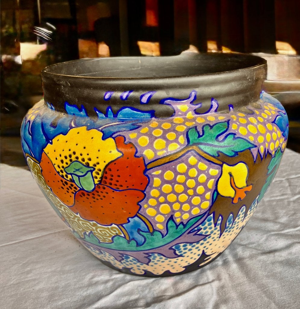 PZH Plazuid Gouda Art Deco cachepot 125/11  Bloemen 1929, Verzenden