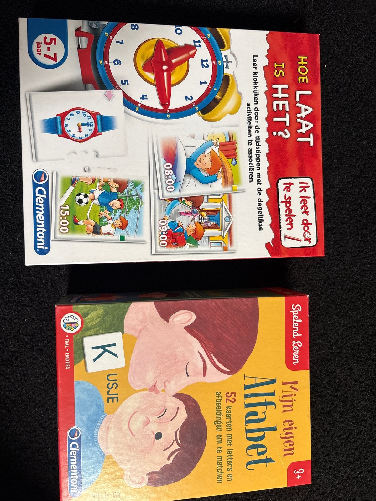 Clementoni Educatieve Spellen: Hoe Laat Is Het? & Mijn Alfab, Kinderen en Baby's, Ophalen of Verzenden, Zo goed als nieuw, Puzzelen