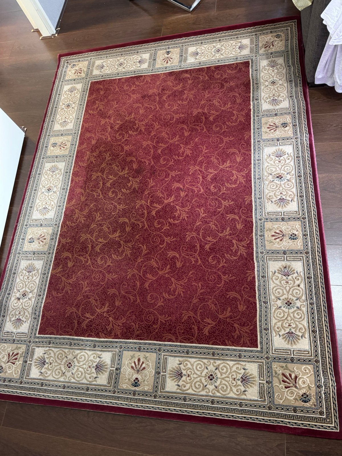 Vloerkleed klassiek rood/crème 230 x 170 cm – nette staat, Ophalen, 150 tot 200 cm, 200 cm of meer, Zo goed als nieuw