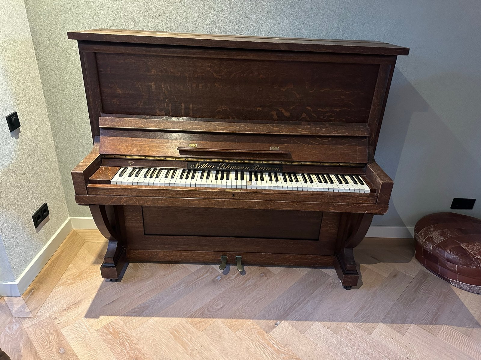 Antieke Arthur Lehmann Barmen Piano - Klassiek Bruin, Ophalen of Verzenden, Gebruikt, Bruin, Piano