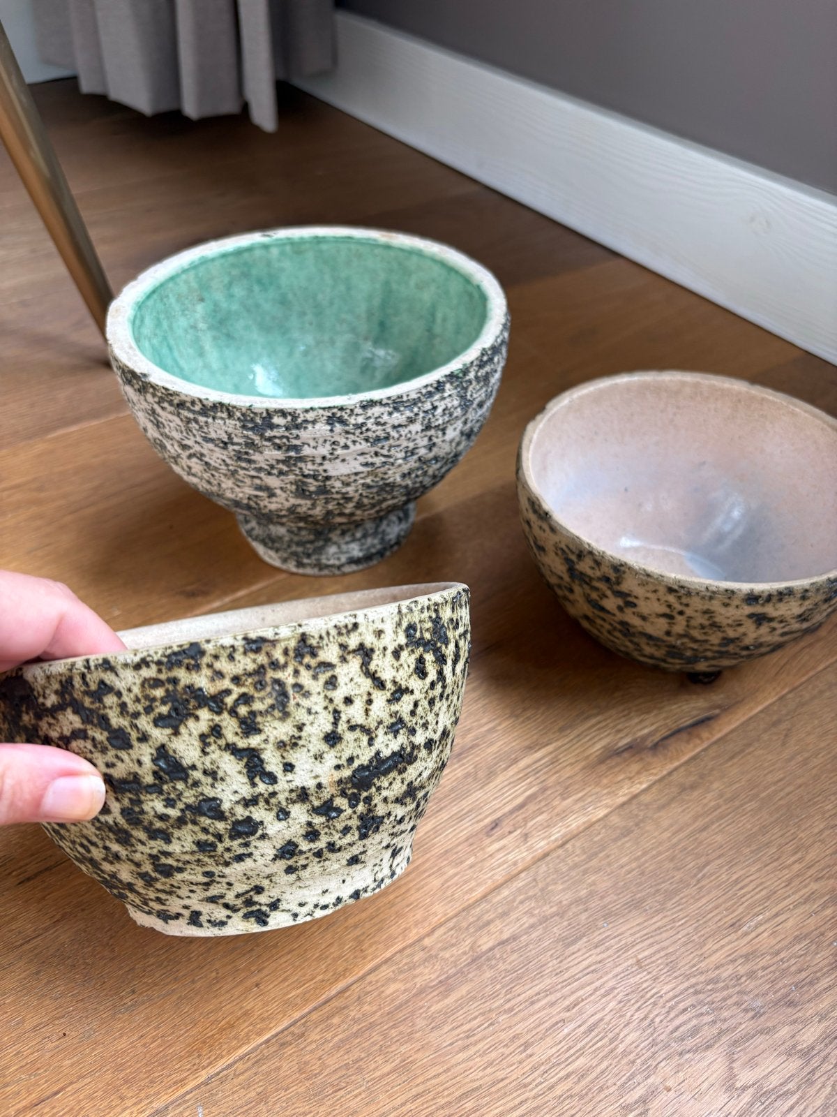 Set van 3 Vintage Jaren 70 Keramieken Bloempotten/Plantenbak, Ophalen of Verzenden
