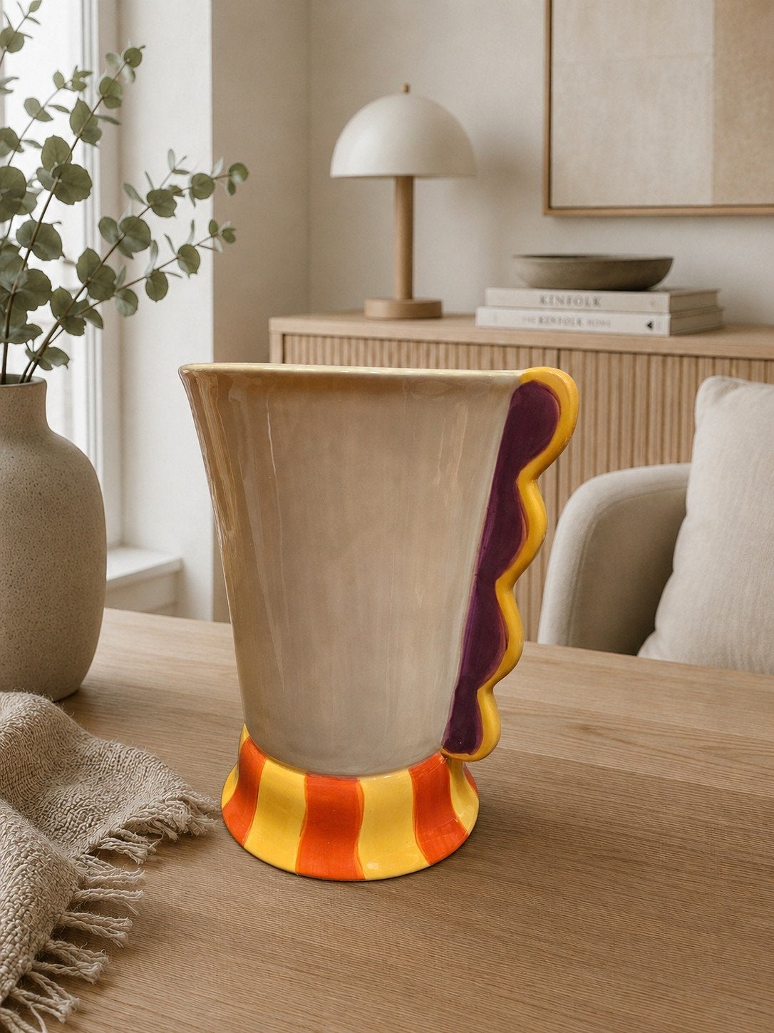 KERSTEN NIEUW Vaas Palmboom Dolomiet Multicolor, Huis en Inrichting, Woonaccessoires | Vazen, Nieuw, Ophalen of Verzenden, 22 cm