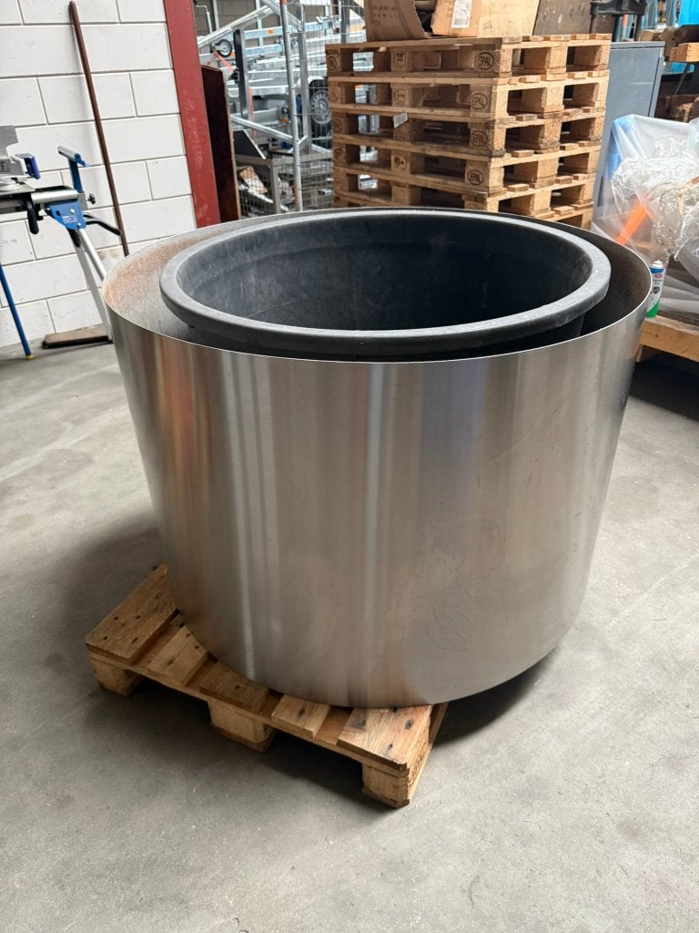 Grote ronde plantenbak van RVS - Diameter 110 cm, Tuin en Terras, Ophalen, Gebruikt, 100 cm of meer, Rond