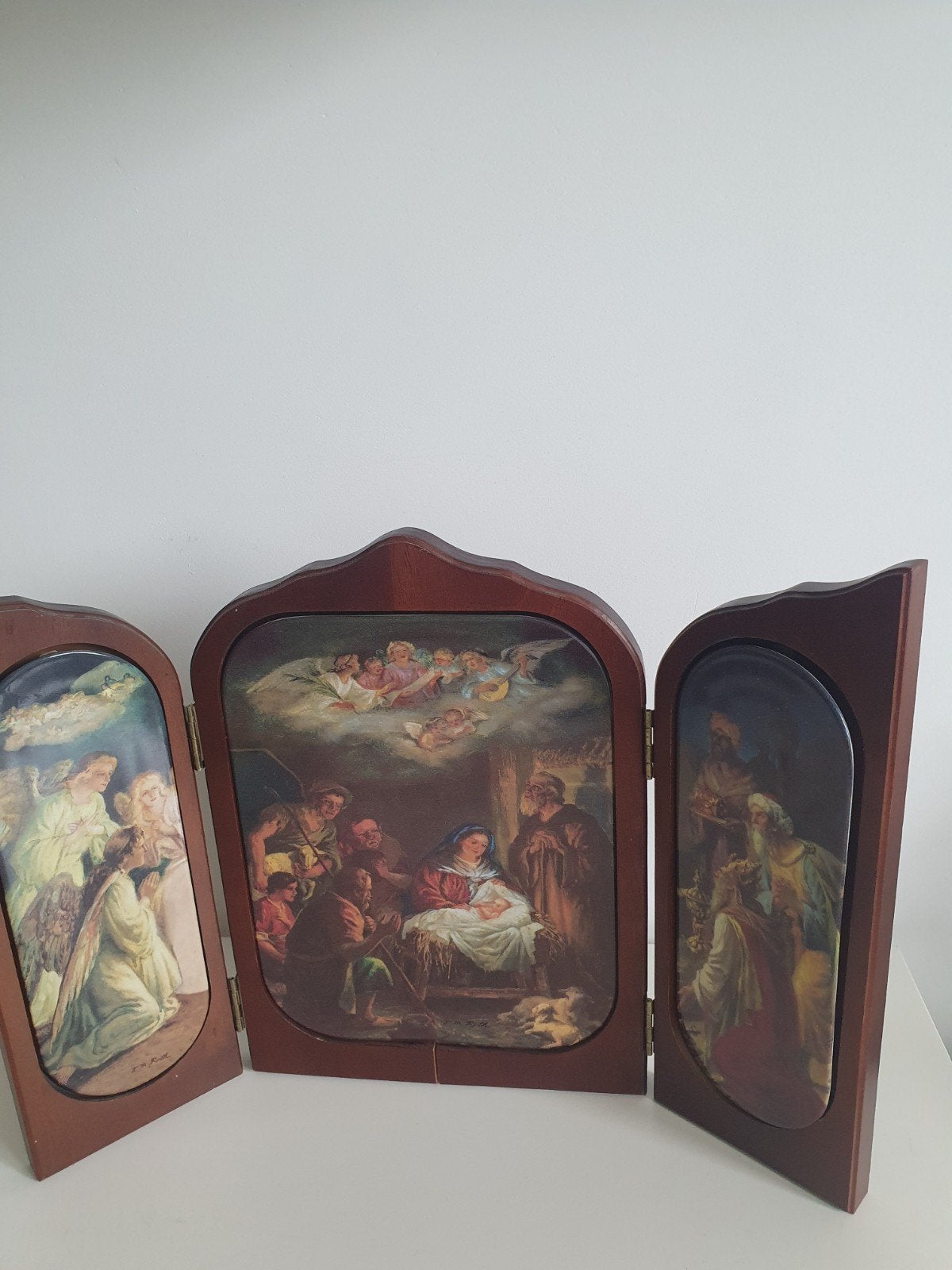 Houten drieluik 32x 46 cm porcelein gelimiteerde exemplaren, Ophalen of Verzenden