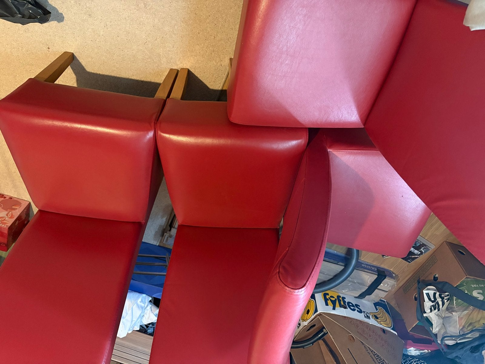 Set van 4 rode eetkamerstoelen - zo goed als nieuw, Ophalen, Zo goed als nieuw, Vier, Rood