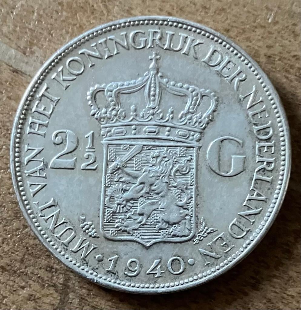 2,5 gulden 1940 Wilhelmina, Ophalen, Zilver, Koningin Wilhelmina, Losse munt