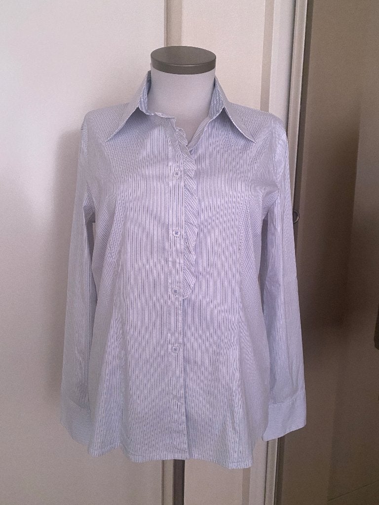 blouse s.Oliver 40/42 blauw/wit, Blauw, Maat 42/44 (L), Ophalen of Verzenden, Zo goed als nieuw