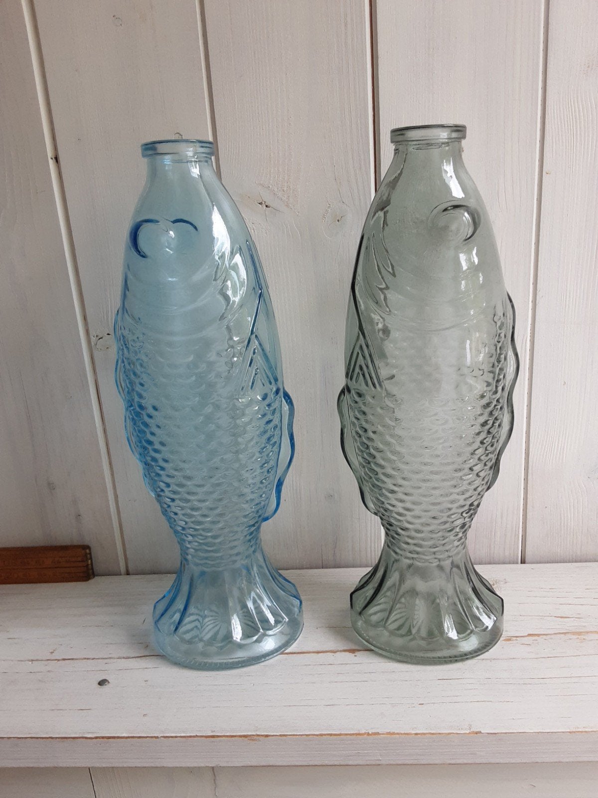 Vintage vis vaas vazen groen blauw, Ophalen of Verzenden
