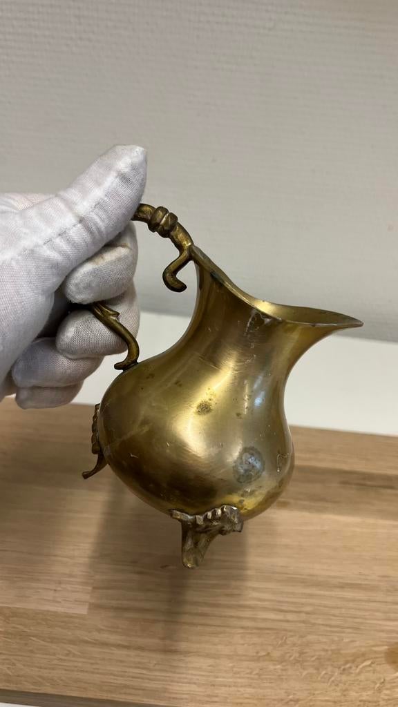 Vintage Messing Melkkannetje op Pootjes – Klassiek Decor, Antiek en Kunst, Ophalen of Verzenden