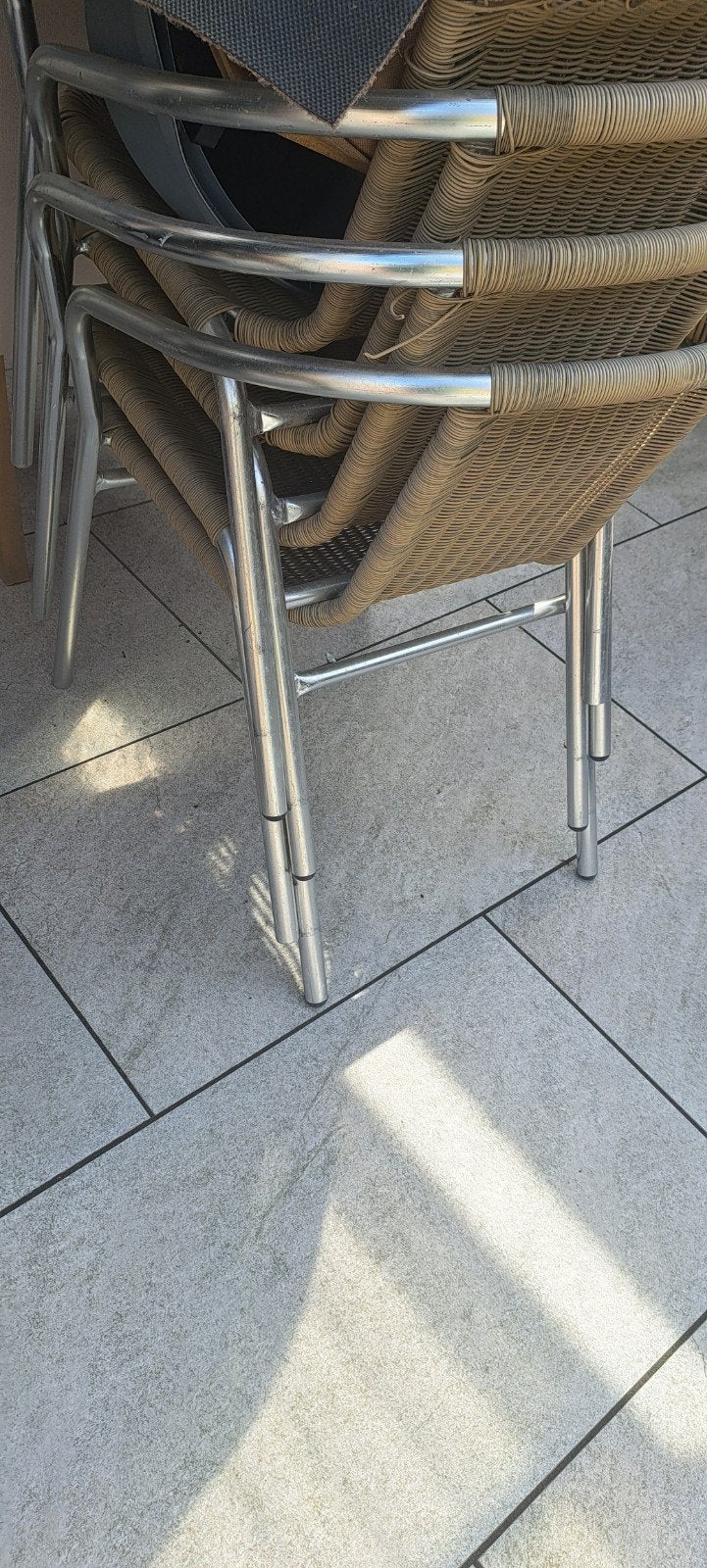 4 gebruikte bistro stoelen, Bistro, Gebruikt, Overige kleuren, Ophalen of Verzenden
