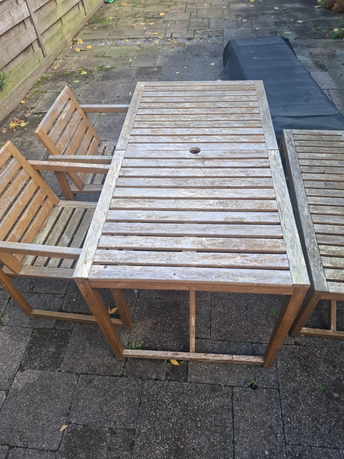 Ikea houten tuinset met bank en stoelen, Ophalen, 4 zitplaatsen, Gebruikt, Bank