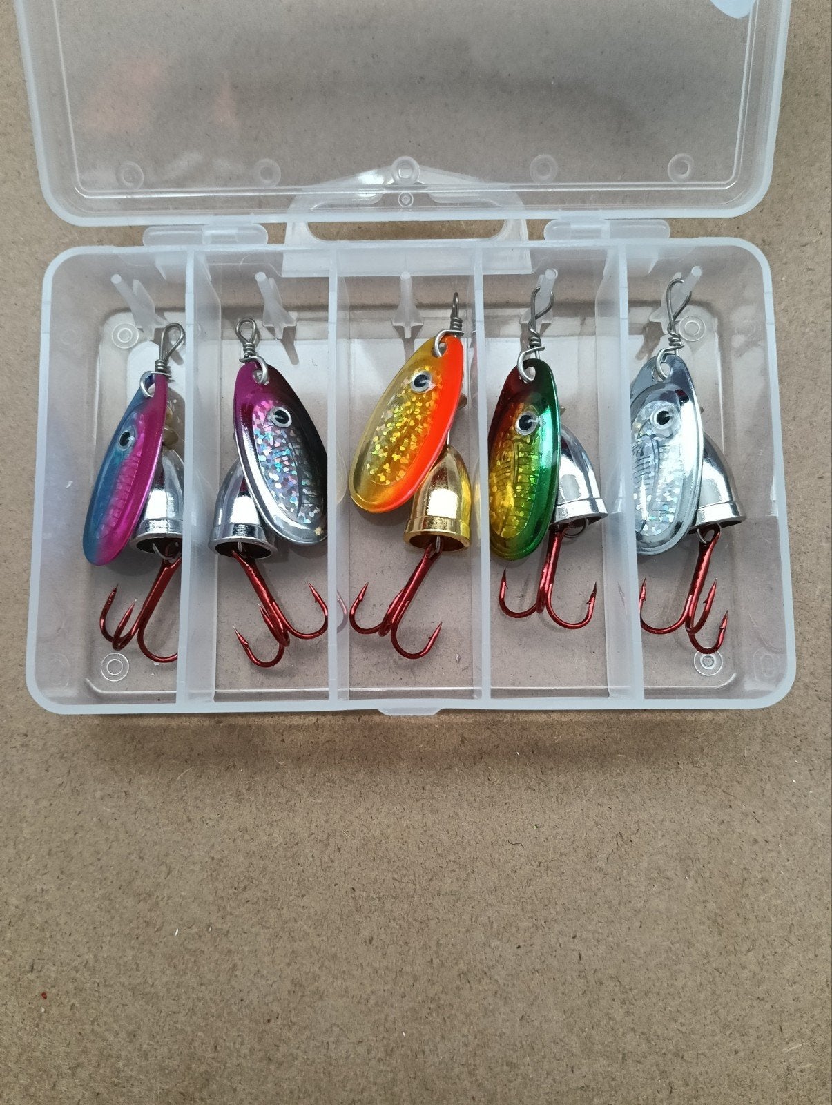 5x Kleurrijke Blinkers Spinners - Ideaal Lokaas Roofvissen, Ophalen of Verzenden, Nieuw, Kunstaas