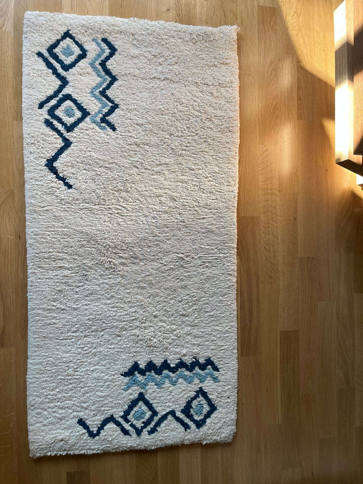Wollen hoogpolig vloerkleed, Gebruikt, 100 tot 150 cm, Crème, Rechthoekig