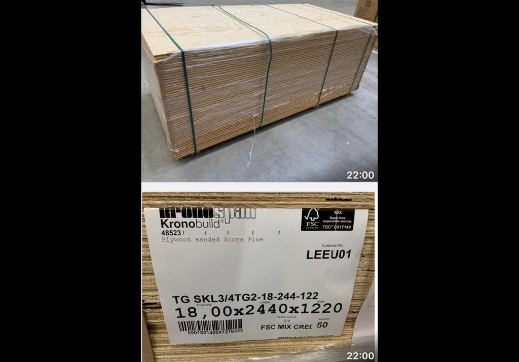 Underlayment platen, 18mm underlayment groef & messing, Ophalen of Verzenden, Nieuw, Hout