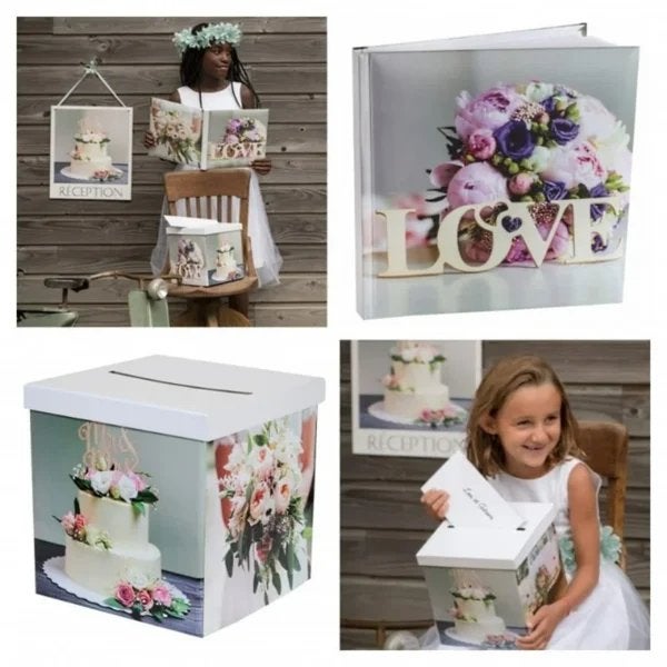 Enveloppendoos en gastenboek Collage de Mariage, Hobby en Vrije tijd, Feestartikelen, Versiering, Nieuw, Ophalen of Verzenden