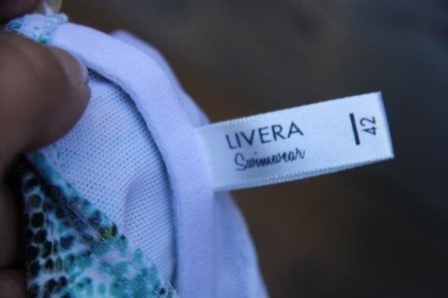 Badpak aqua/ groen Livera mt 42B Vaste prijs, Blauw, Badpak, Ophalen of Verzenden, Zo goed als nieuw