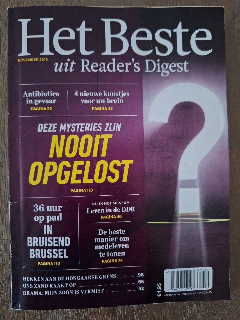 Tijdschr. Het Beste uit Reader's Digest nov. 2019, Boeken, Tijdschriften en Kranten, Ophalen of Verzenden, Zo goed als nieuw, Wetenschap en Natuur