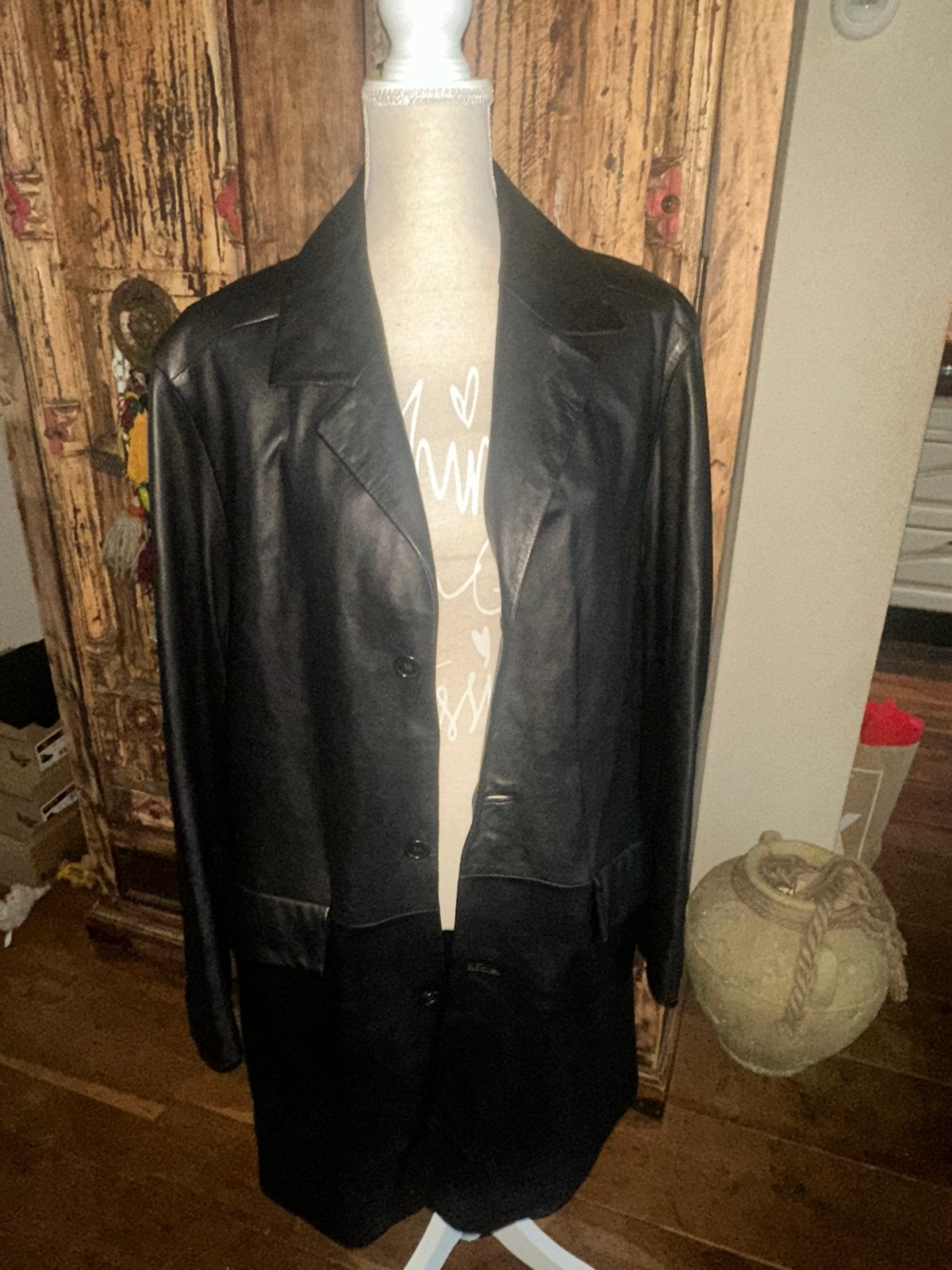Leren colbert 50, Kleding | Dames, Ophalen of Verzenden, Zo goed als nieuw, Maat 46/48 (XL) of groter, Zwart