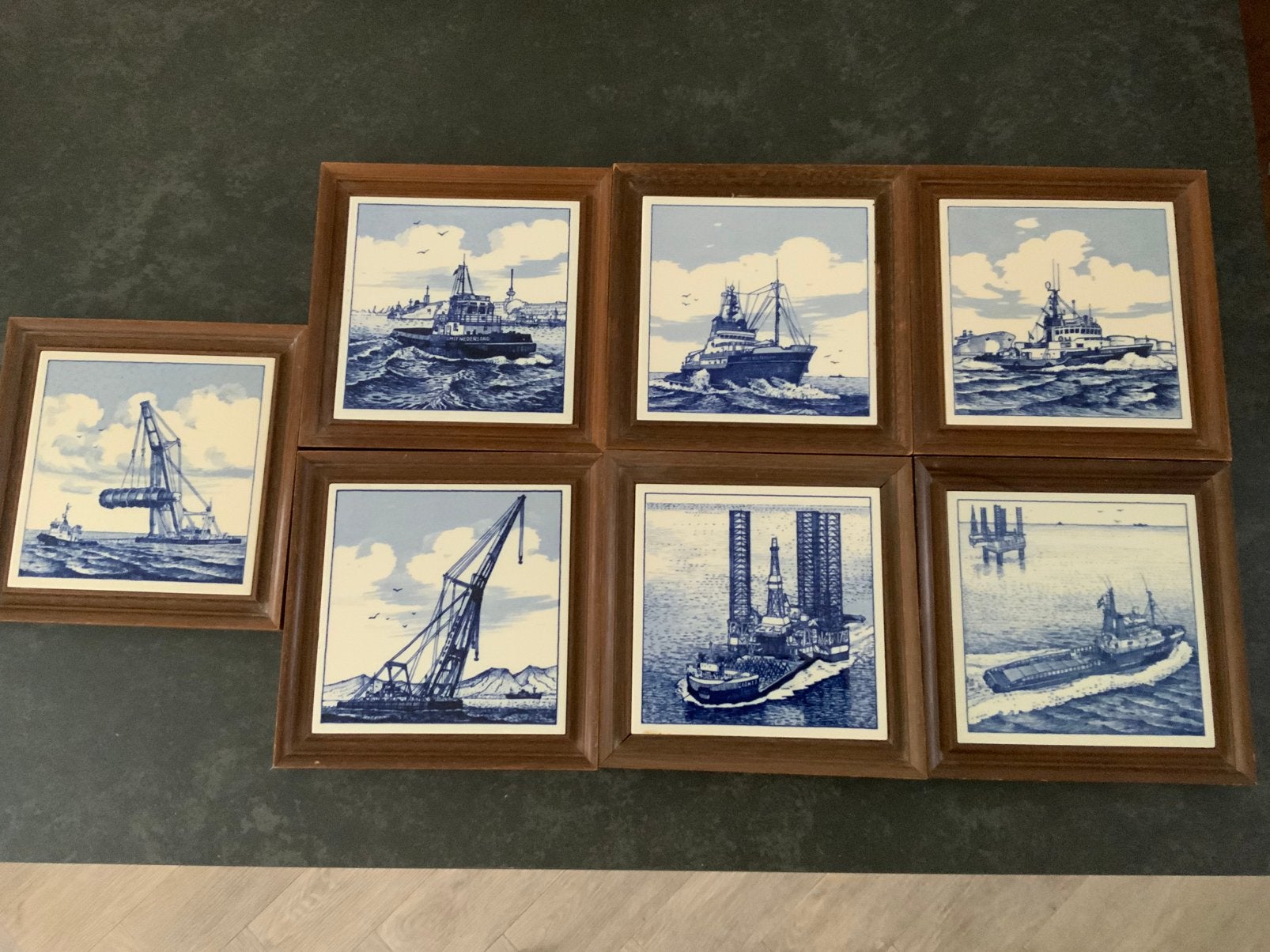 7 Delftsblauwe tegels van Smit Internationale (complete set), Ophalen of Verzenden, Gebruikt, Overige typen