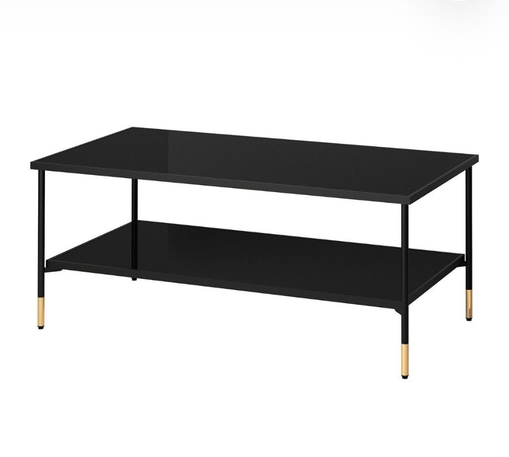 Salontafel IKEA zwart glas goud, Ophalen, Gebruikt, 100 tot 150 cm, 50 tot 100 cm