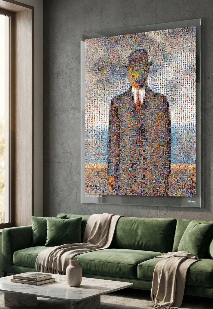 MIQUASEO Fils de l'Homme (Magritte) limited 3/10 120x160cm, Ophalen of Verzenden, Ophangklaar