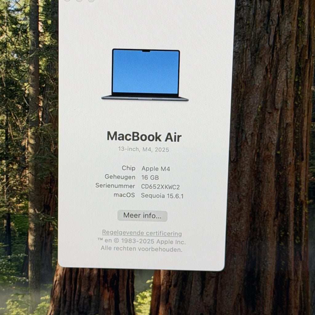 MacBook Air blauw M4 256GB blauw /zeer net /97% batt /garant, Apple, Zo goed als nieuw, Support@apple.com, Apple Park Way, Cupertino, California