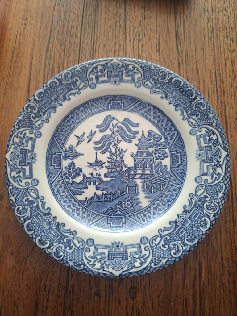 Vintage Engelse Ironstone schotel met Willow-patroon, Antiek en Kunst, Ophalen of Verzenden