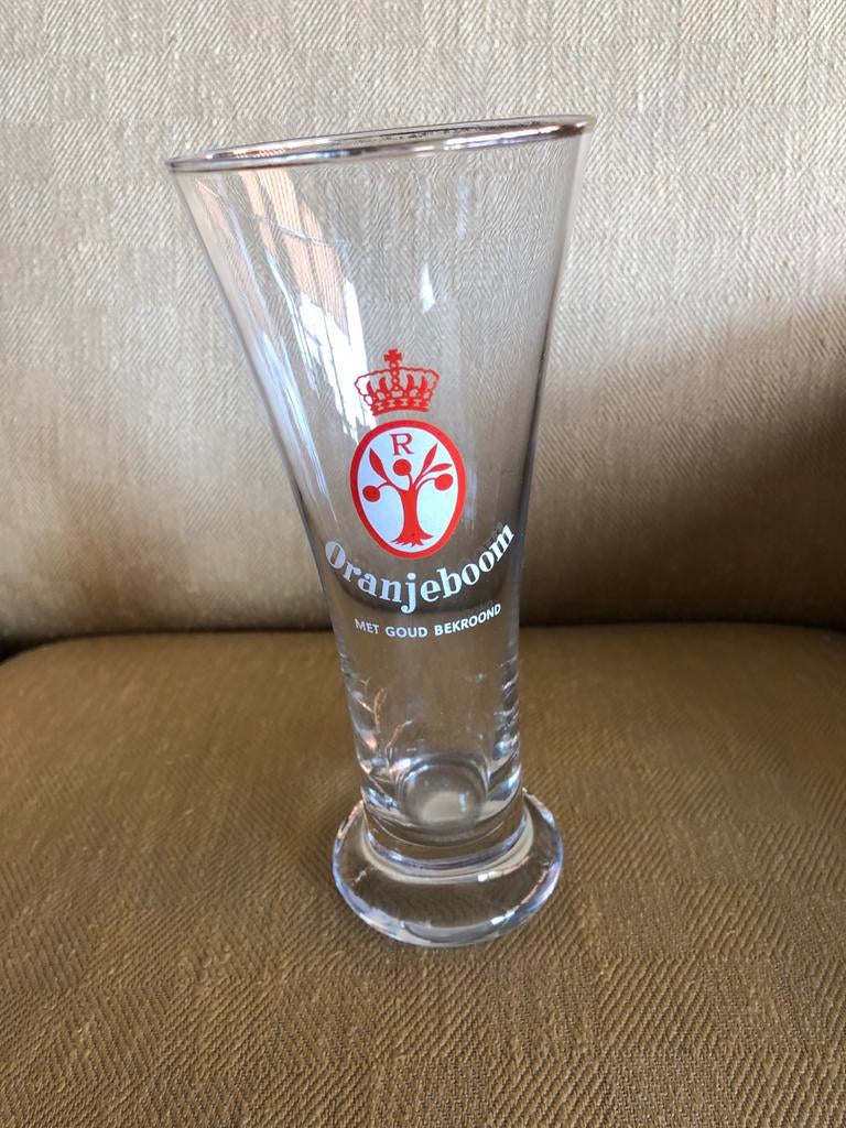 Vintage Oranjeboom bierglas - Met Goud Bekroond, Verzamelen, Biermerken, Ophalen of Verzenden