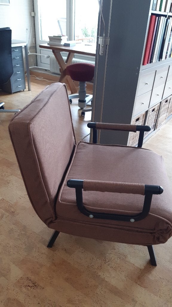 slaapstoel/slaapbank, Ophalen, Bruin, 190 cm of minder, Zo goed als nieuw